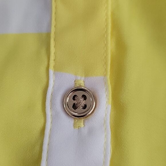 NWT KENNETH COLE REACTION YELLOW GEOMETRIC TANK WITH GOLD BUTTONS SZ.XL - Picture 4 of 5